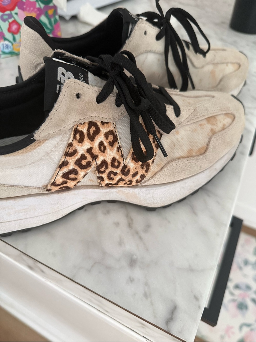New Balance Women’s 327 Logo Low-Top Sneakers in Beige Leopard (9) - Picture 13 of 15